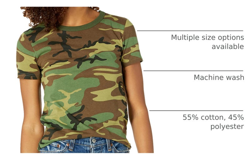 BACKBONE Womens Ladies Army Military Gym Training Outdoor Hunt Camp Camouflage Short Sleeve Tee T-Shirt (Woodland Camo,Size M) - Image 4